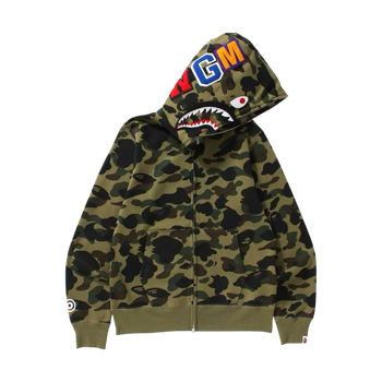 BAPE 1st Camo Shark Full Zip Hoodie Green