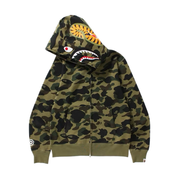 BAPE 1st Camo Shark Full Zip Hoodie Green