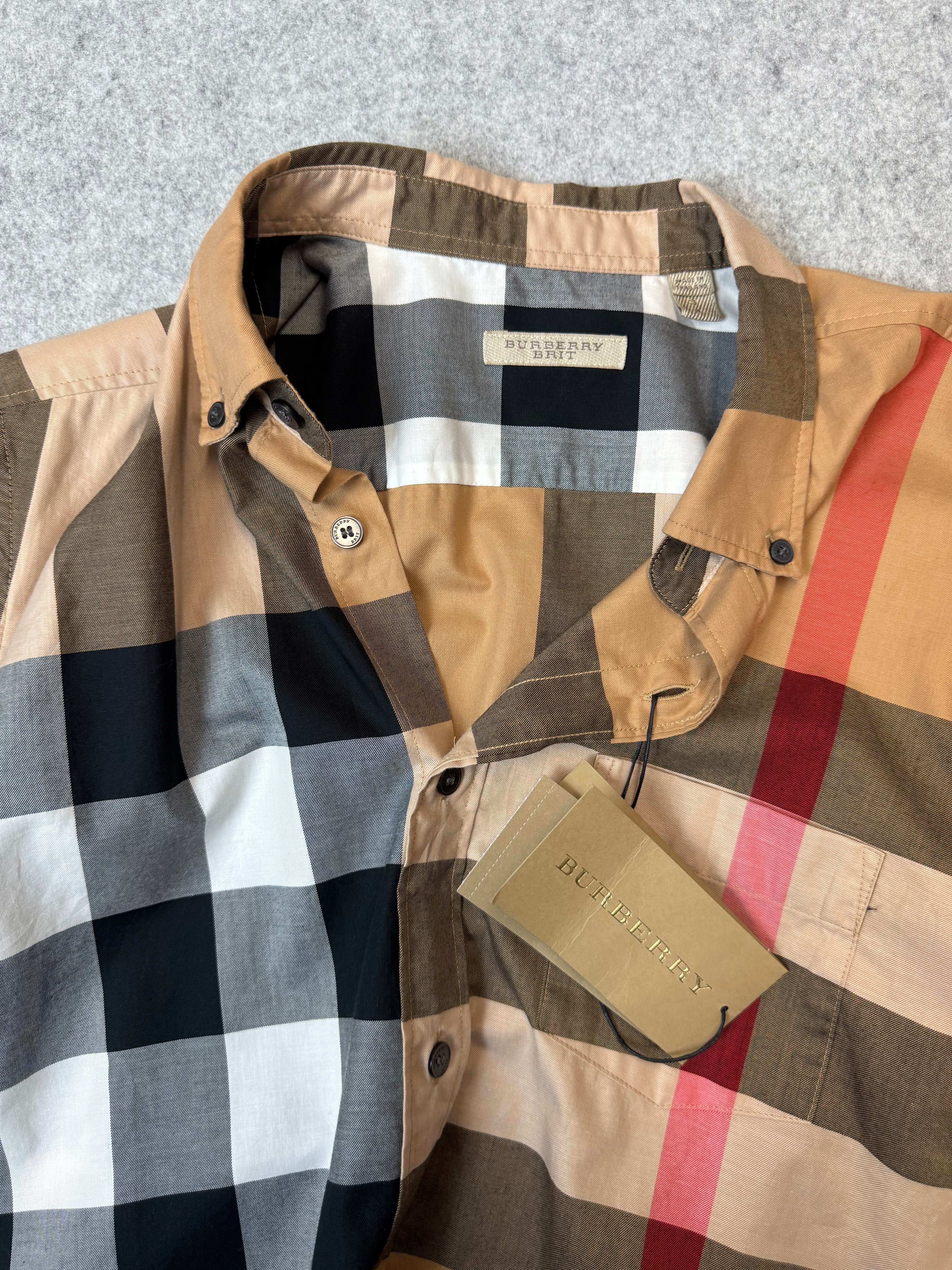 Burberry Checkered Button Up Shirt Camel