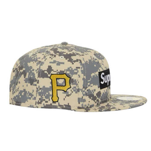 Supreme MLB Pittsburgh Pirates Box Logo Fitted Hat Digital Camo | Vintage Clothing Store Canada