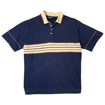 Vintage Christian Dior Striped Polo Rugby Shirt Navy