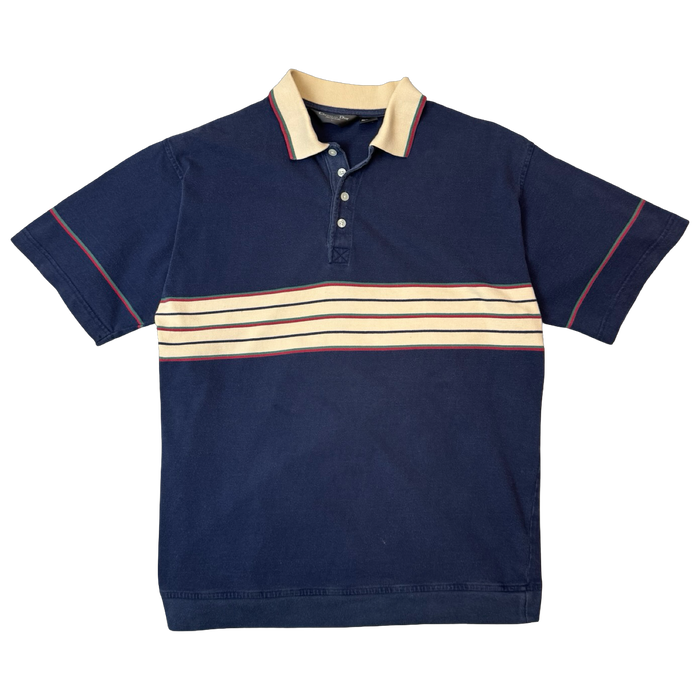 Vintage Christian Dior Striped Polo Rugby Shirt Navy | Vitnage Clothing Store Canada