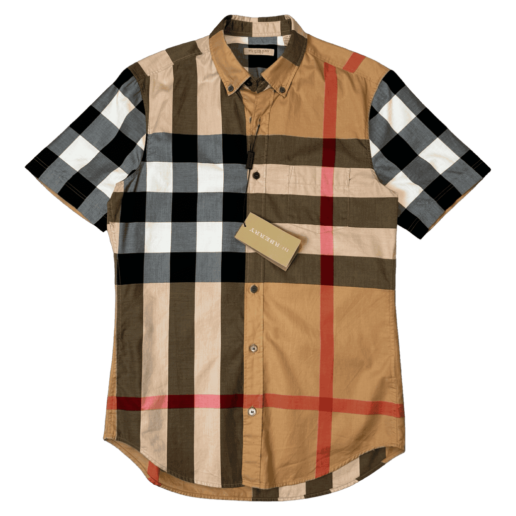 Burberry Checkered Button Up Shirt Camel