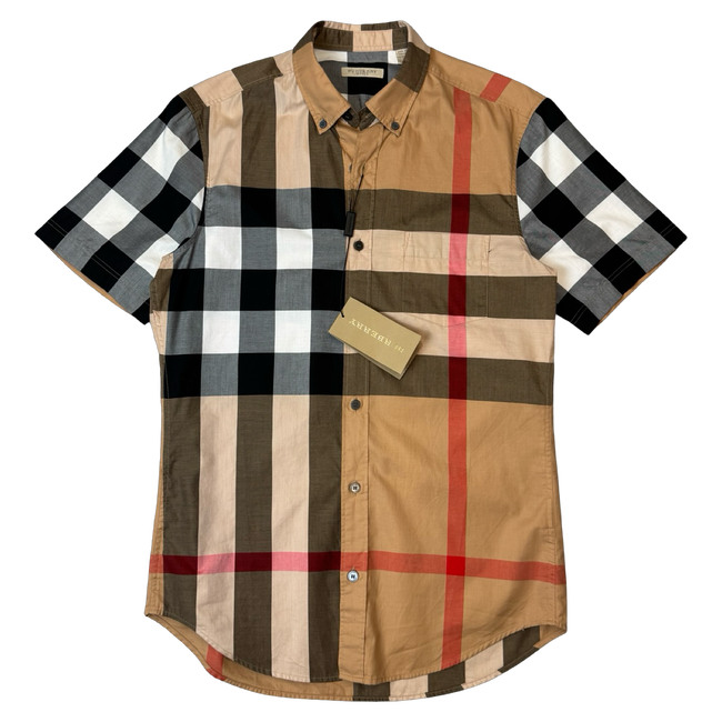 Burberry Checkered Button Up Shirt Camel