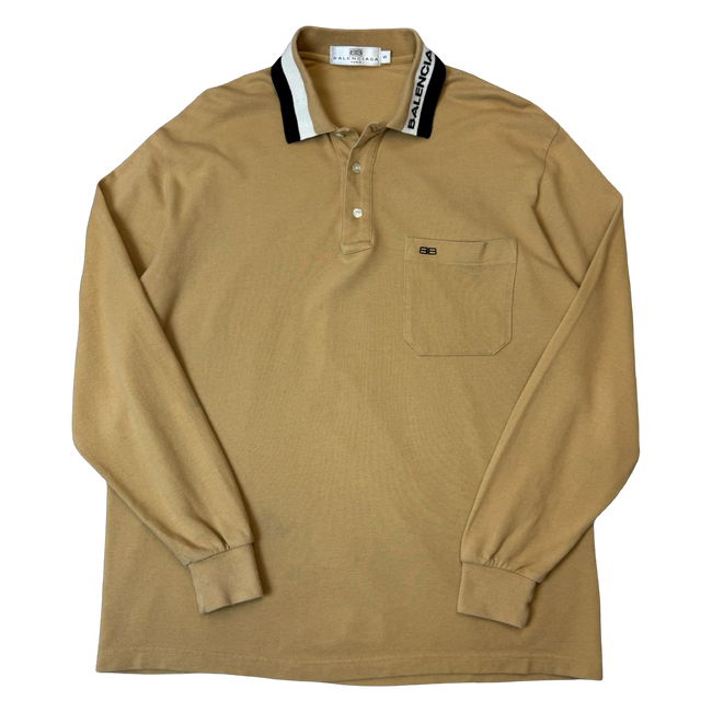 Vintage Balenciaga Polo Rugby L/S Shirt Beige