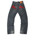 Evisu Red Double Seagull Embroidered Denim Pants