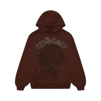 Sp5der OG Web Rhinestone Hoodie Brown