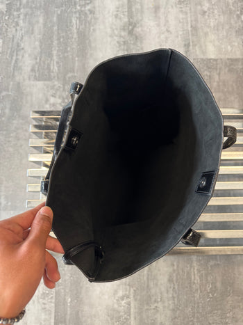 Saint Laurent Paris Patent Leather Tote Bag Black