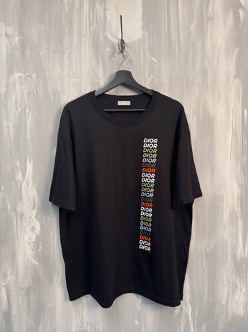Dior Multi Color Logo Tee Black