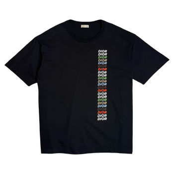 Dior Multi Color Logo Tee Black