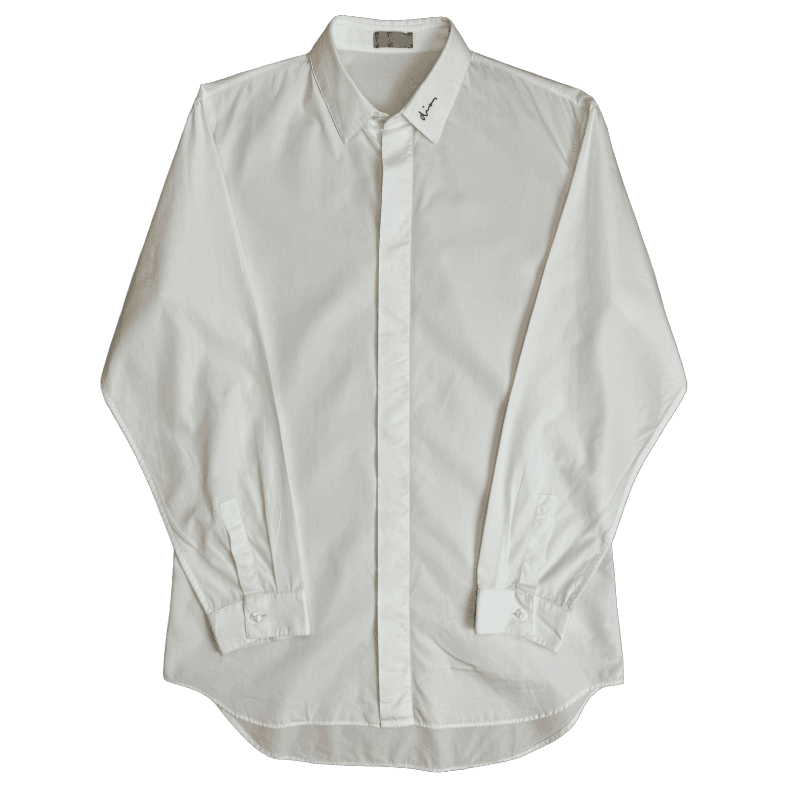 Dior Signature Logo Collared Button Up Longsleeve White