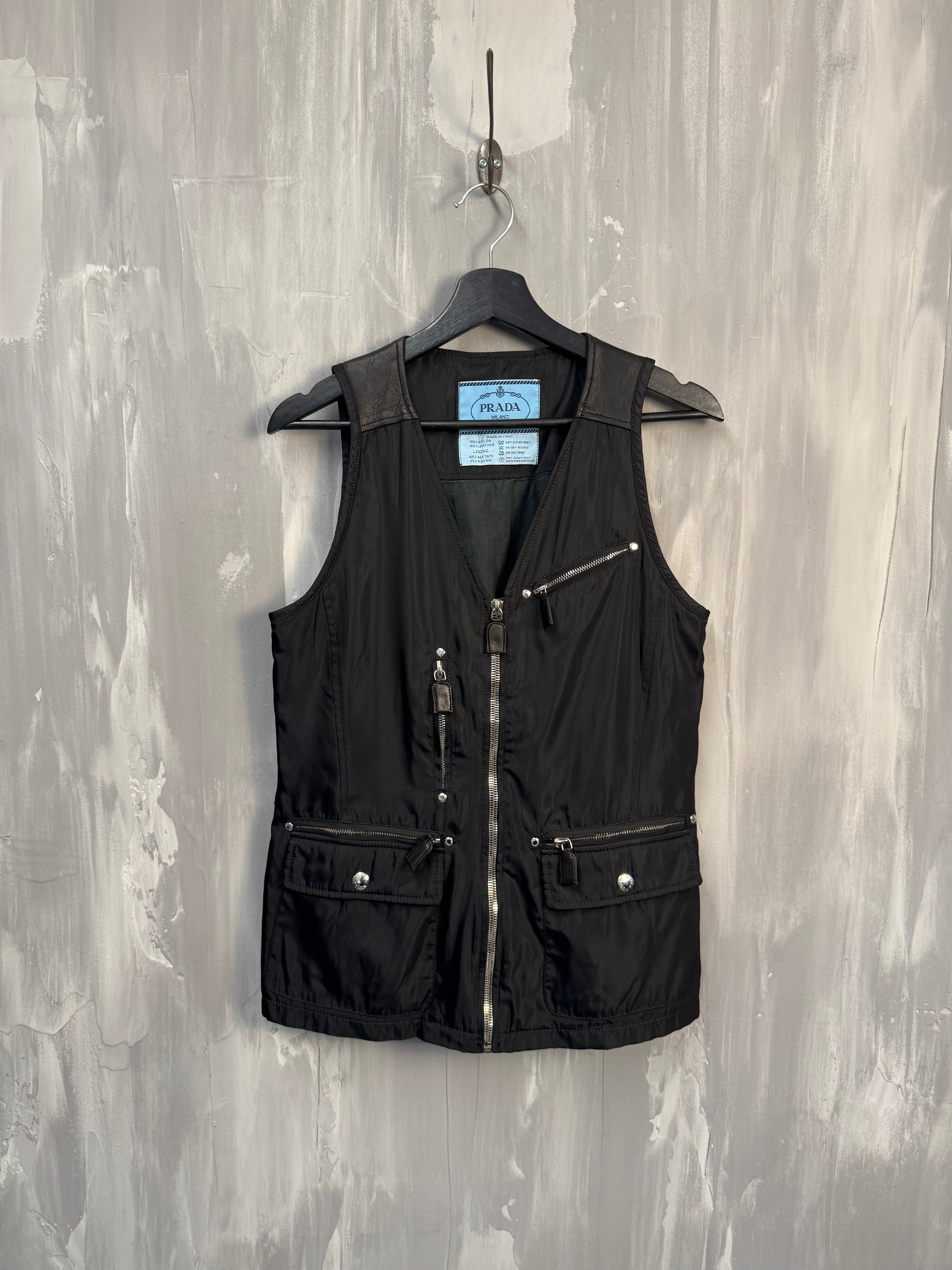 1994 Prada Nylon Multi Pocket Vest Black