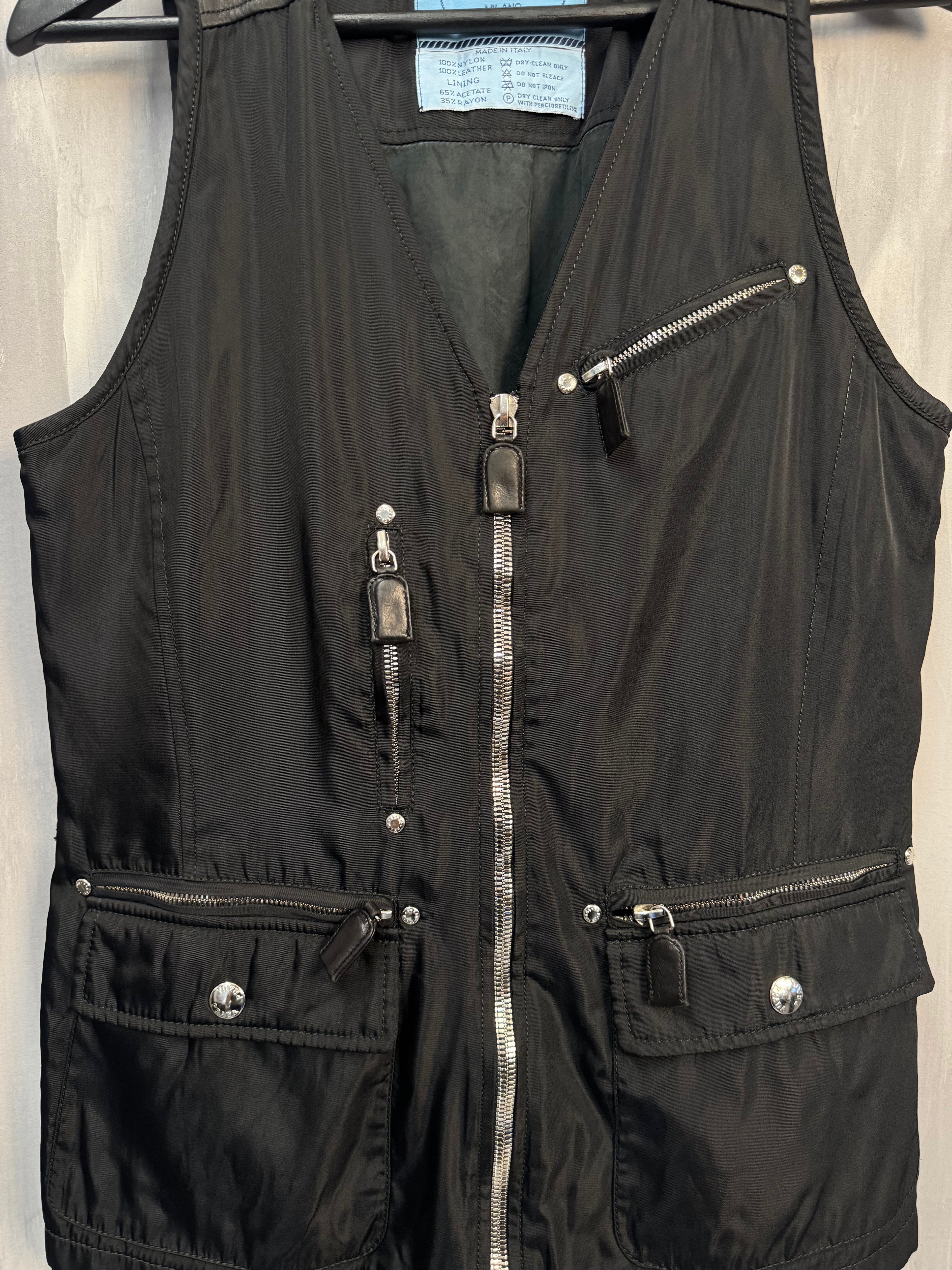 1994 Prada Nylon Multi Pocket Vest Black