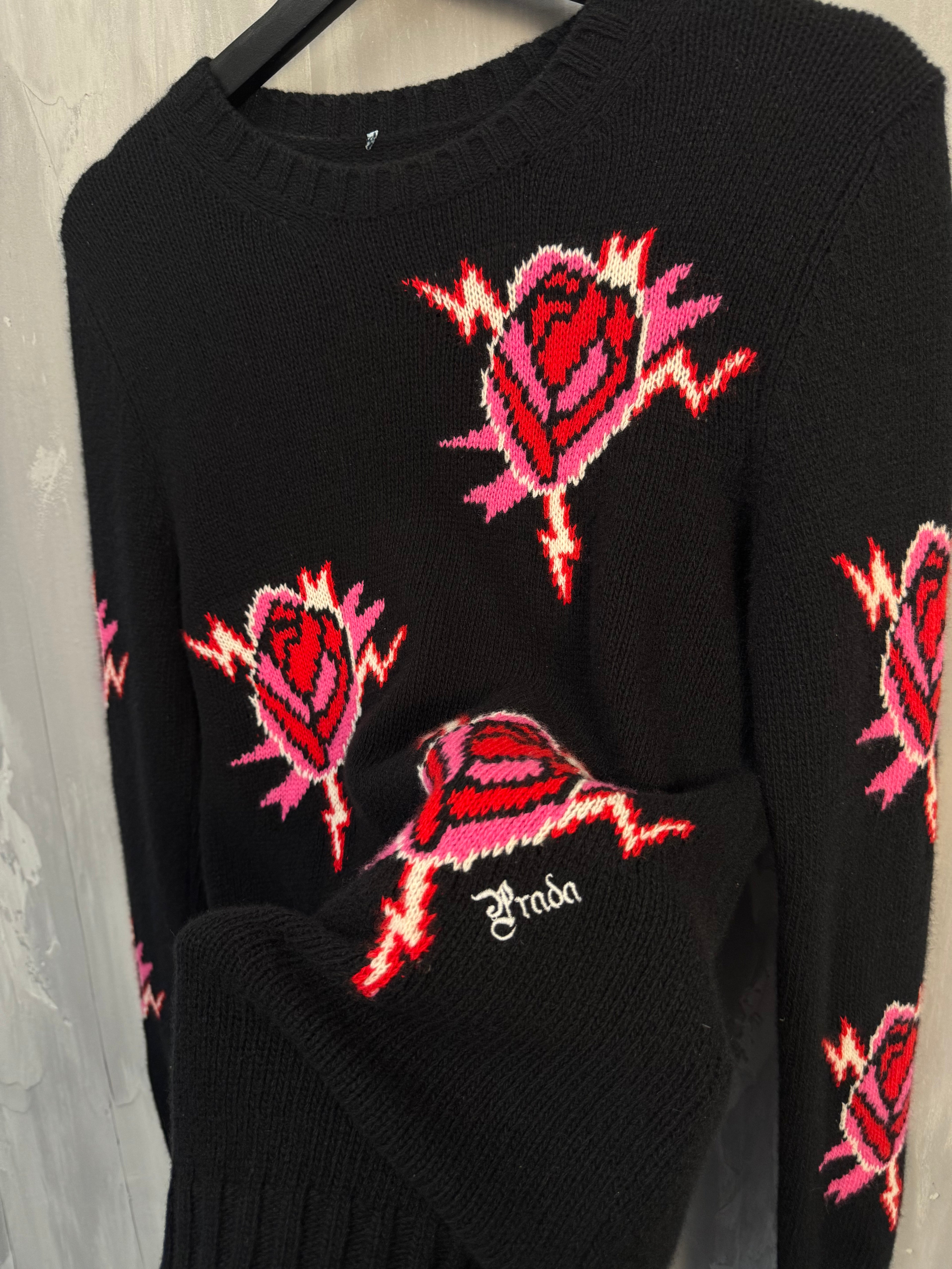 Prada Rose Cashmere Knit Sweater