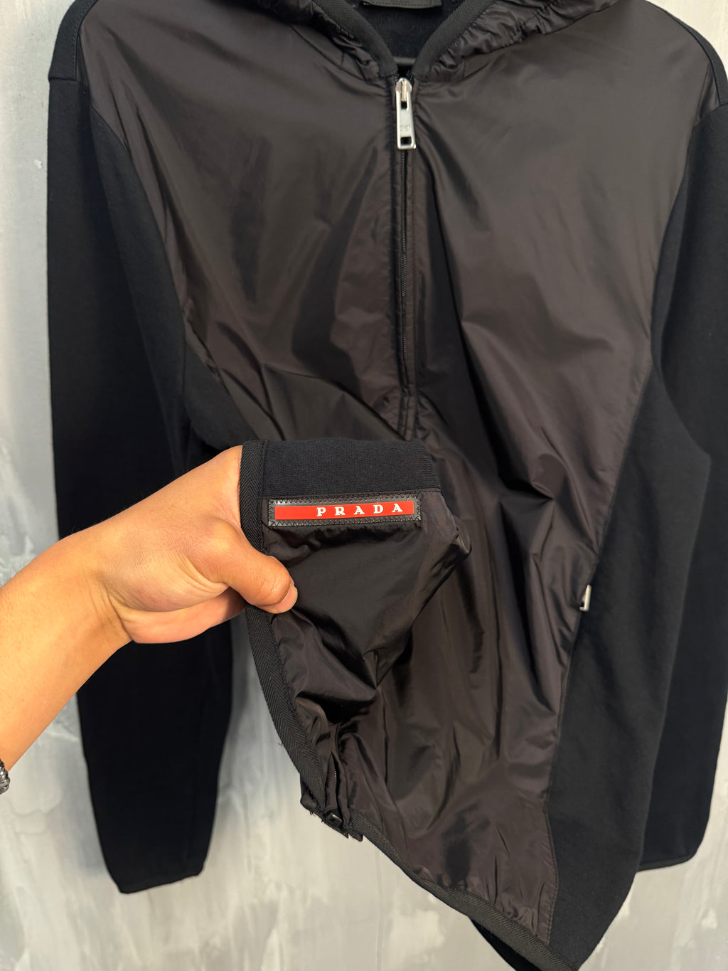 Prada Sport Hooded Windbreaker Black