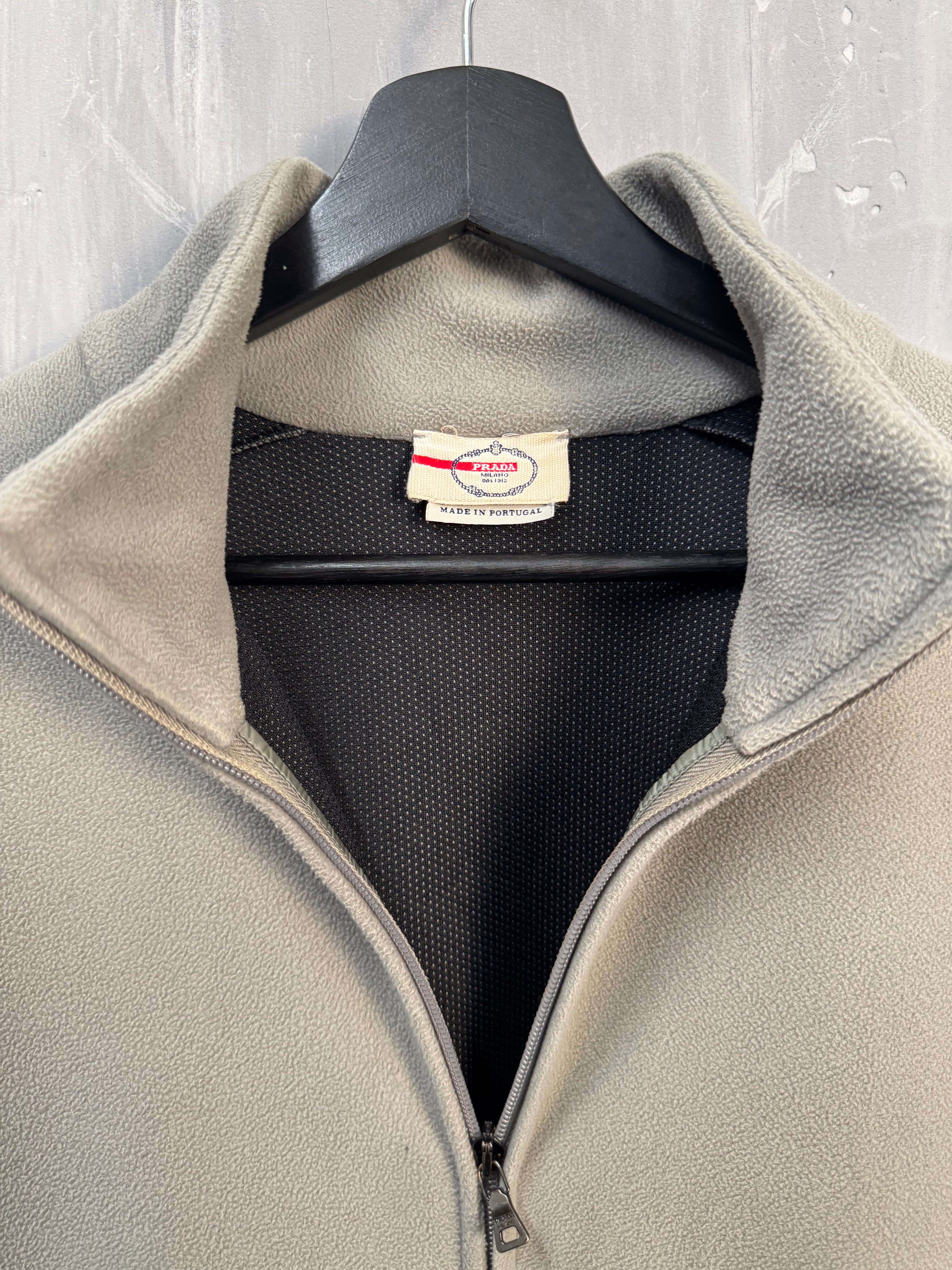 Prada Red Stripe Full Zip Fleece Beige