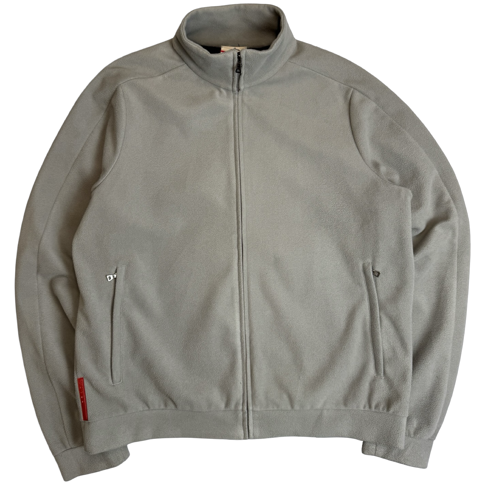 Prada Red Stripe Full Zip Fleece Beige