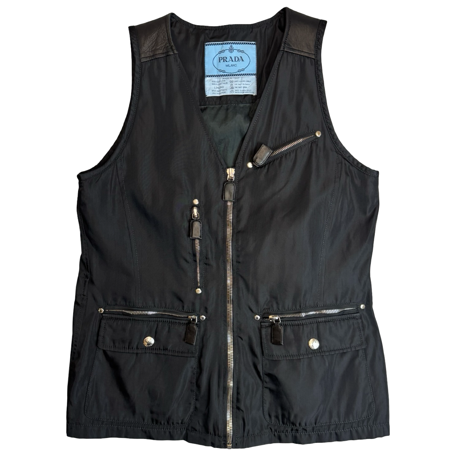 1994 Prada Nylon Multi Pocket Vest Black