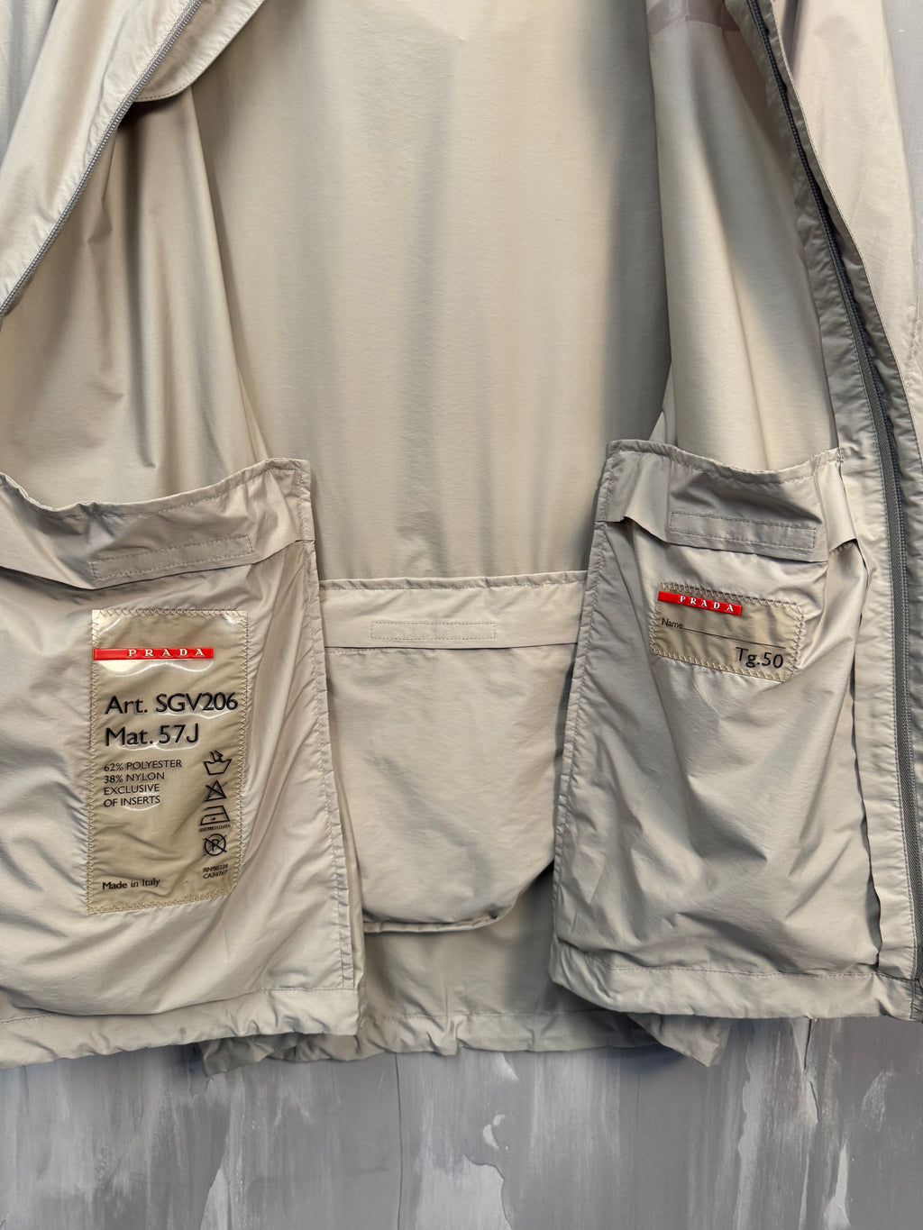 Prada Sport Red Stripe Light Jacket Beige
