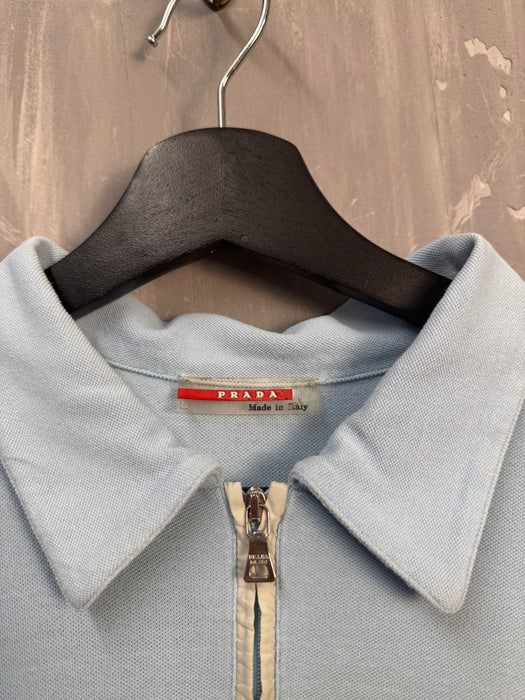 Prada Quarter Zip Polo Shirt Light Blue | Vitnage Clothing Store Canada