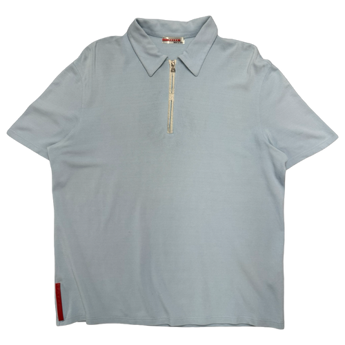 Prada Quarter Zip Polo Shirt Light Blue | Vintage Clothing Store Canada