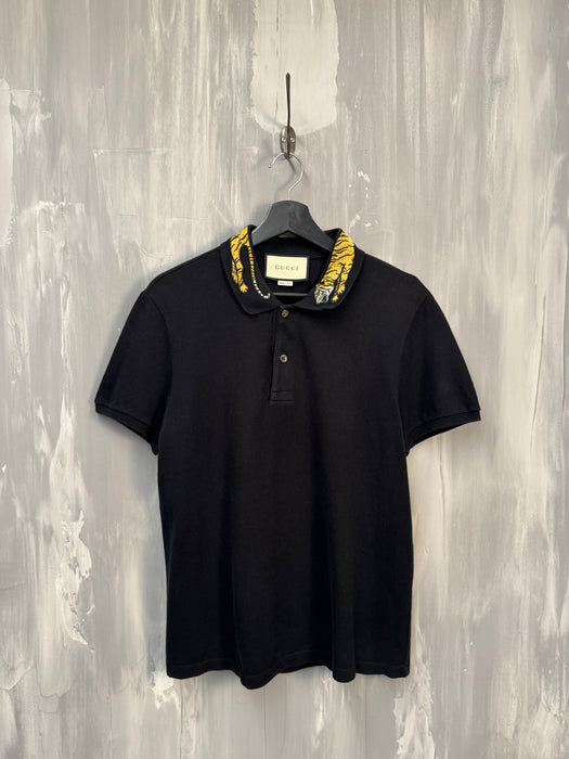 Gucci Tiger Collar Polo Shirt Black | Vitnage Clothing Store Canada