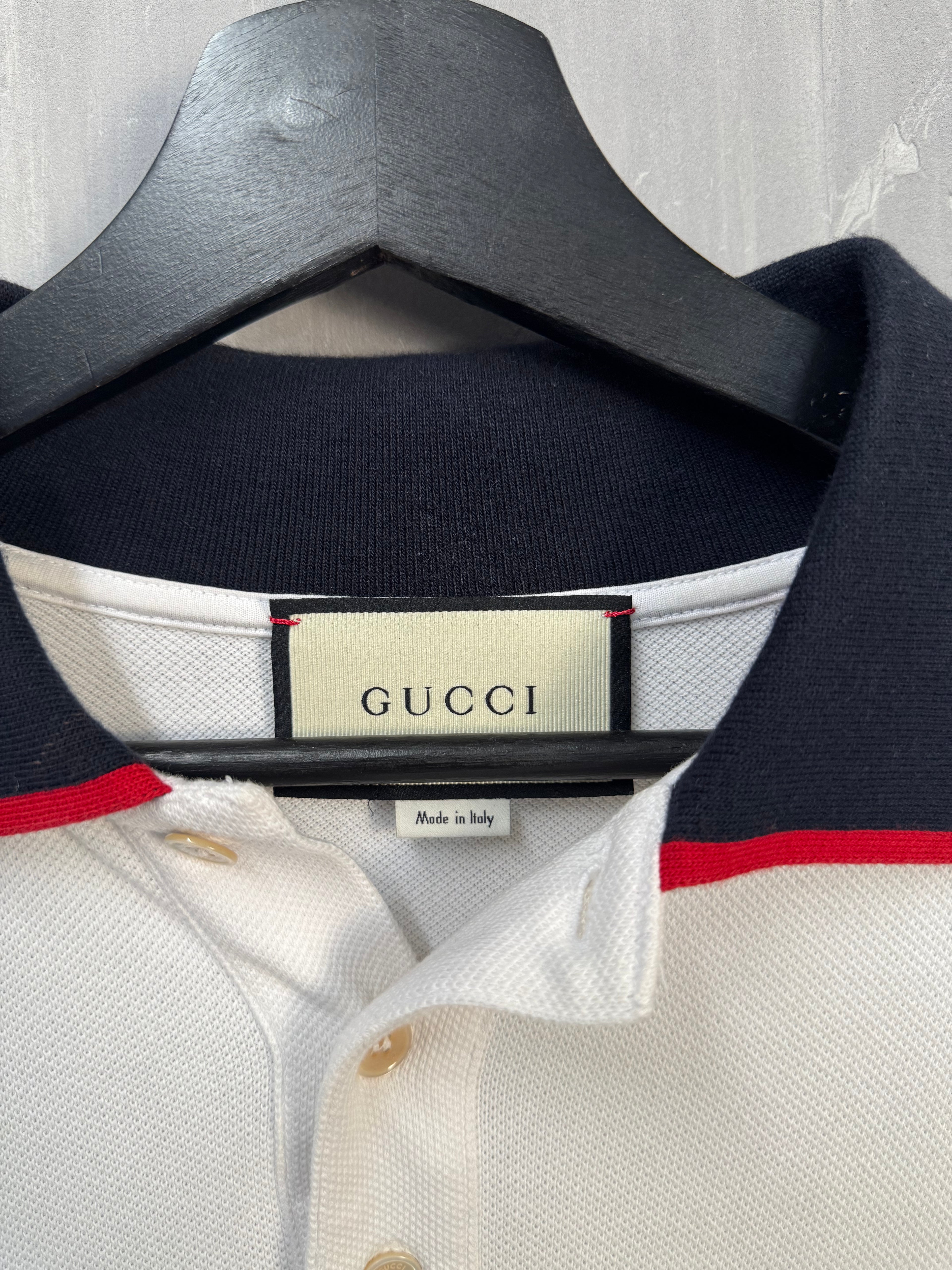 Gucci Web-striped Longsleeve Polo Shirt White