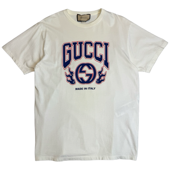 Gucci Collegiate Flame Logo Tee White