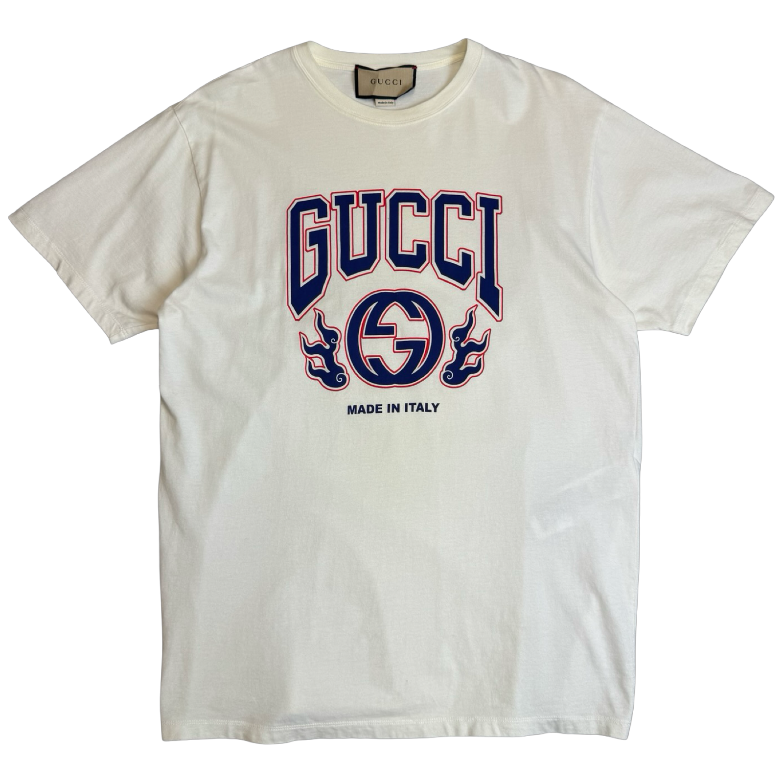Gucci Collegiate Flame Logo Tee White