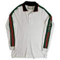 Gucci Web-striped Longsleeve Polo Shirt White