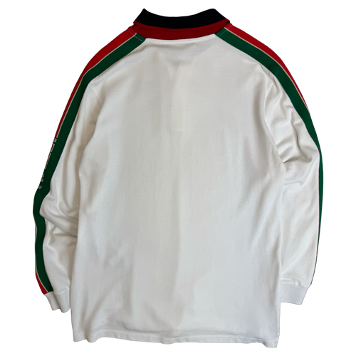 Gucci Web-striped Longsleeve Polo Shirt White | Vintage Clothing Store Canada