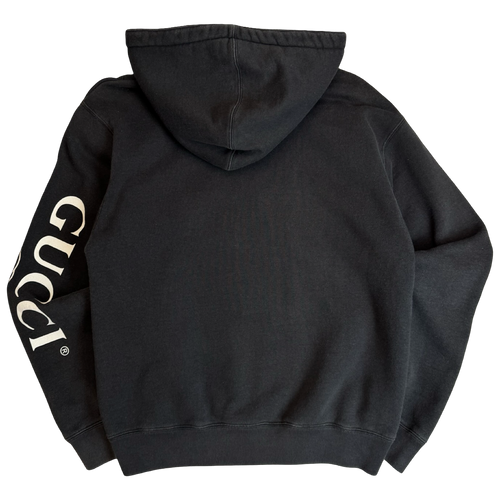 Gucci Logo-Print Half Zip Hoodie Black | Vintage Clothing Store Canada