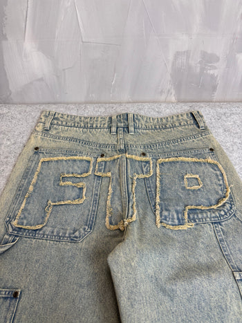 FTP Frayed Denim Logo Carpenter Pants (USED)