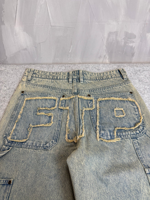 FTP Frayed Denim Logo Carpenter Pants (USED) | Vitnage Clothing Store Canada