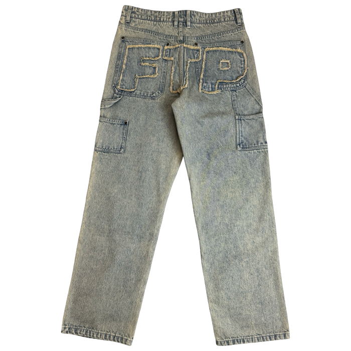 FTP Frayed Denim Logo Carpenter Pants (USED) | Vitnage Clothing Store Canada