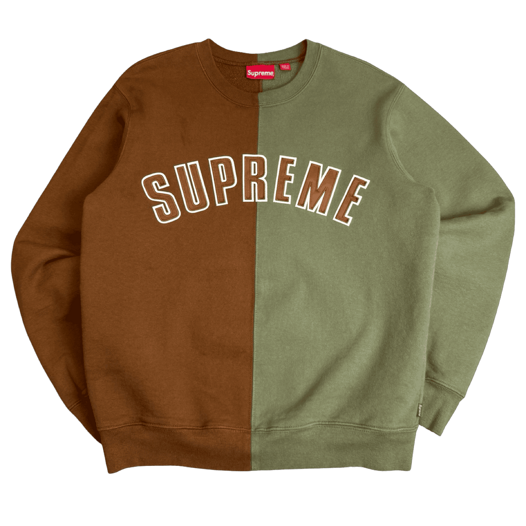 Supreme Split Crewneck Sweatshirt Brown/Olive (USED)