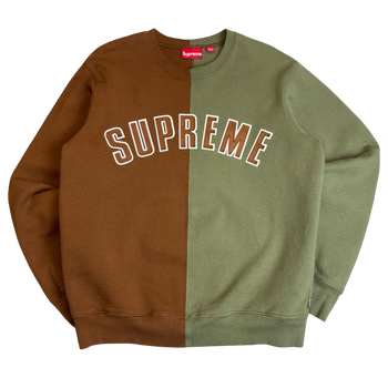Supreme Split Crewneck Sweatshirt Brown/Olive (USED)