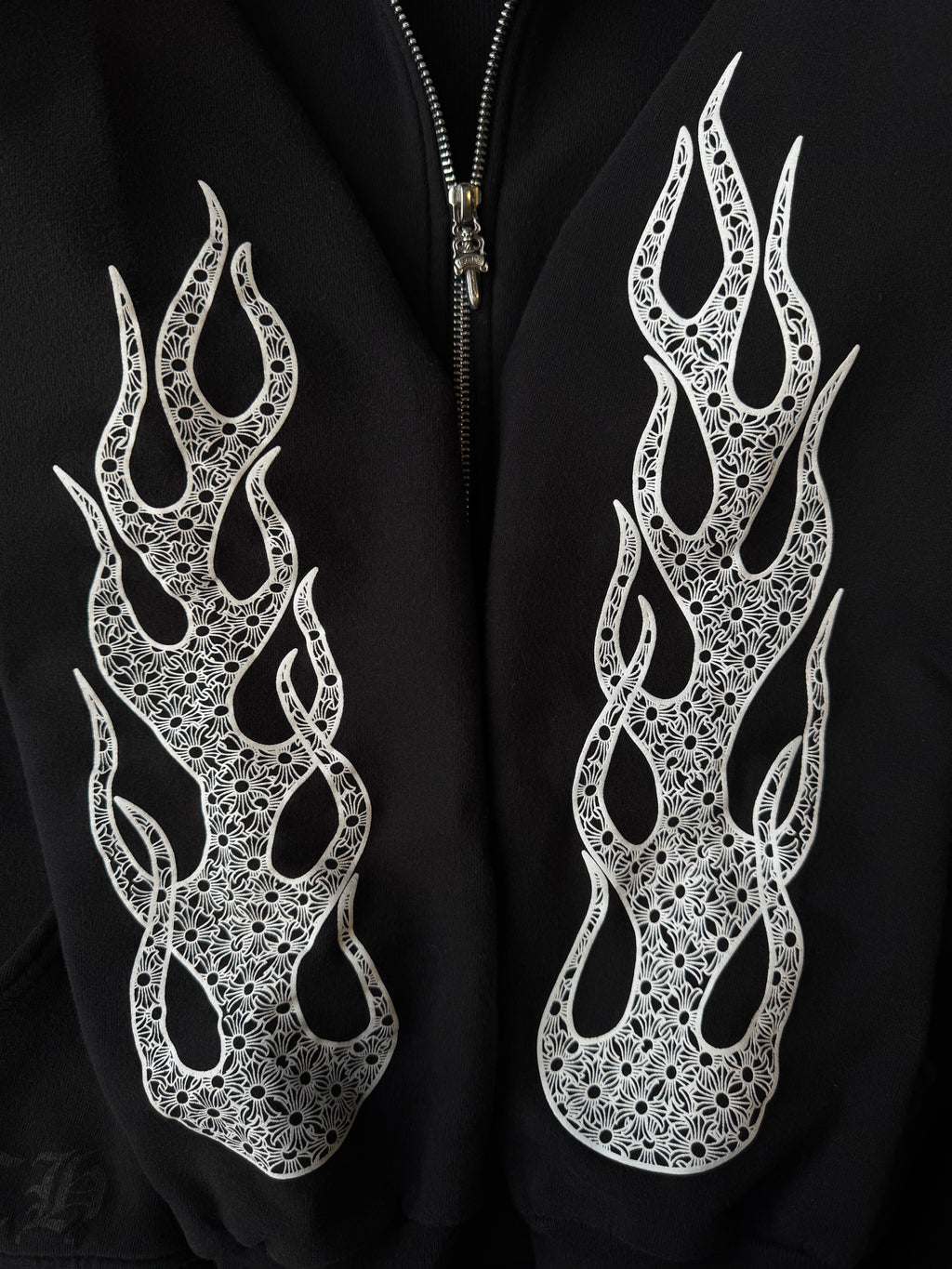 Chrome Hearts Flames Thermal Zip Up Hoodie