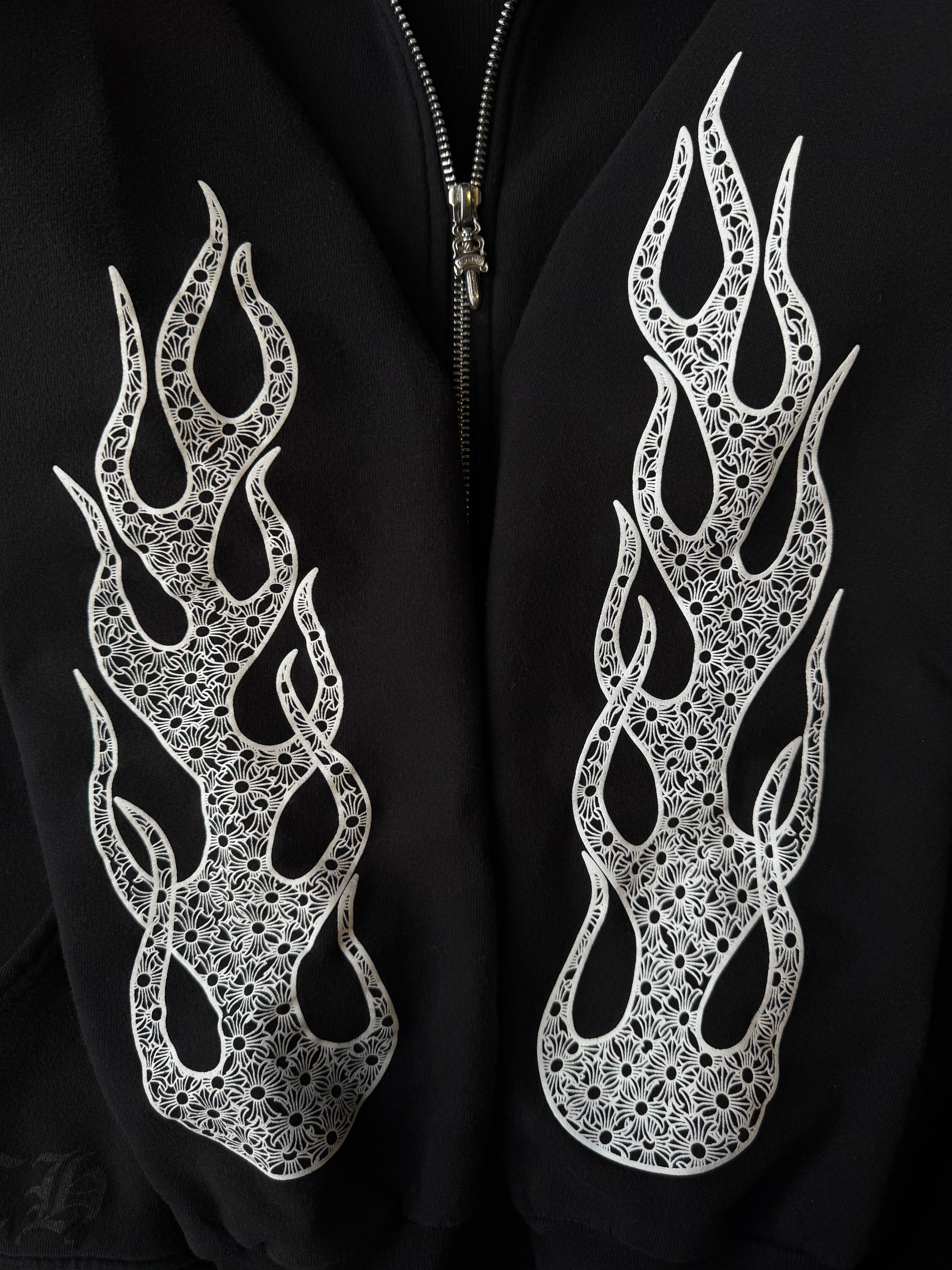 Chrome Hearts Flames Thermal Zip Up Hoodie