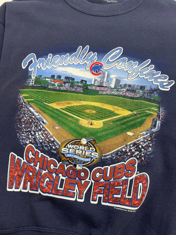 (M) Vintage '03 MLB Chicago Cubs Wrigley Field Sweatshirt Navy