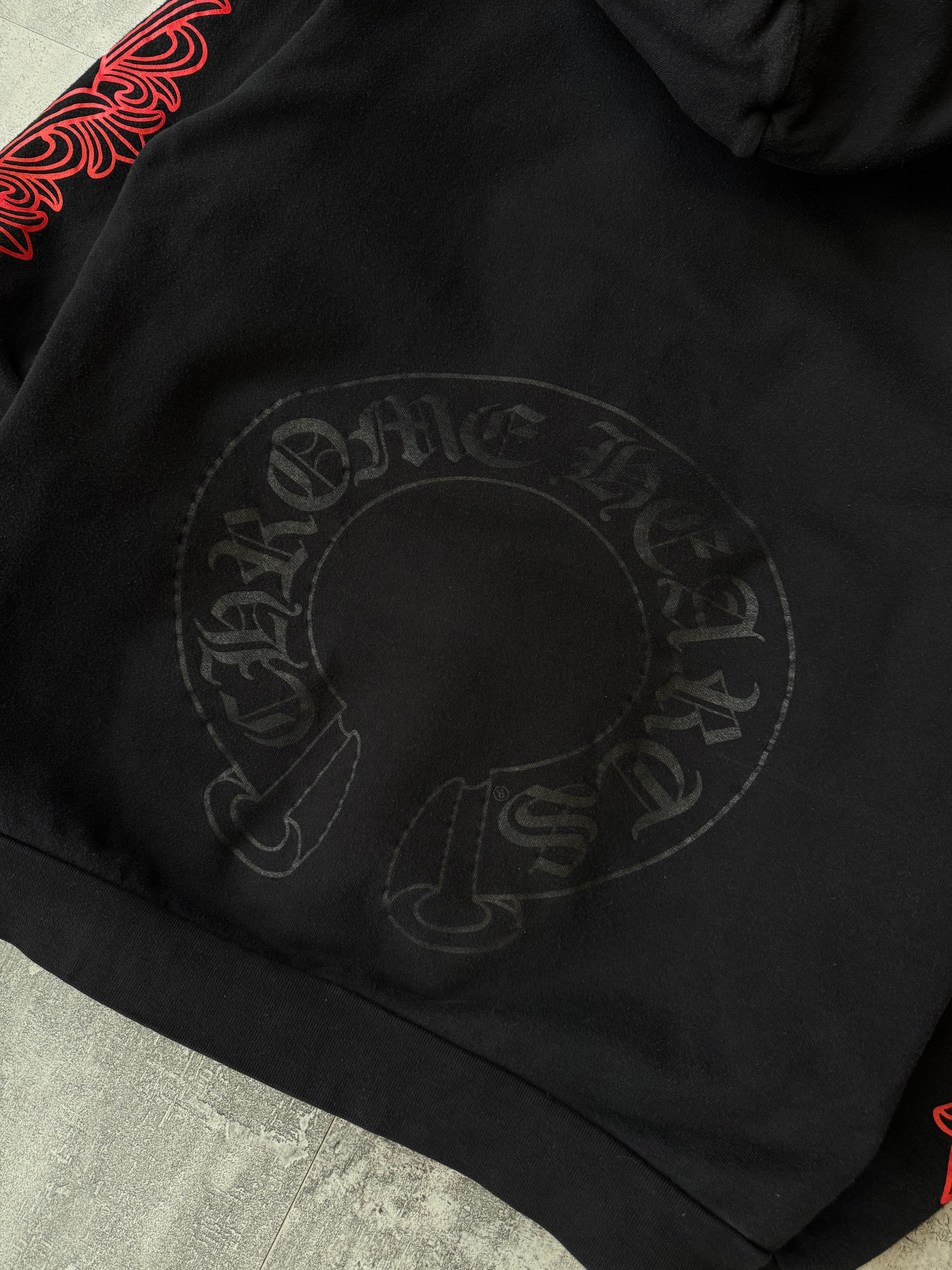 Chrome Hearts Red Floral Horse Shoe Hoodie
