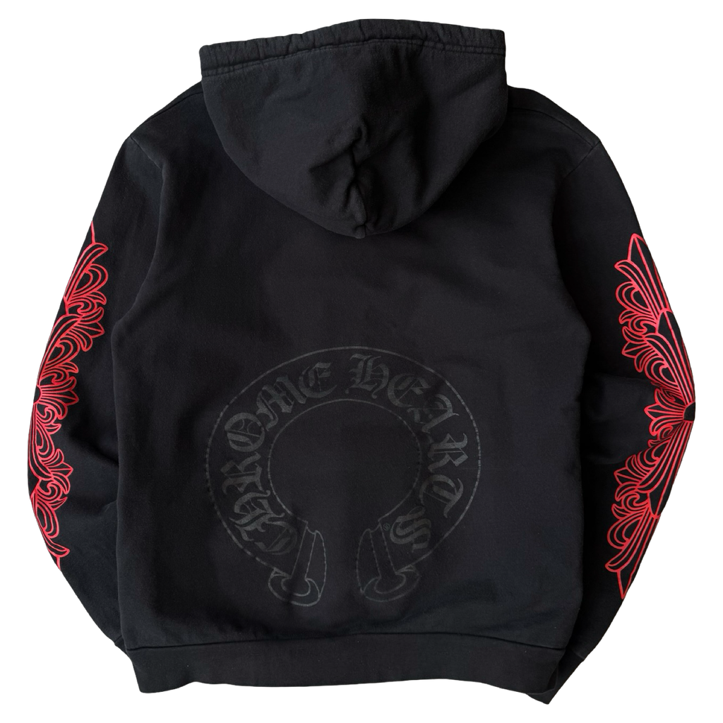 Chrome Hearts Red Floral Horse Shoe Hoodie