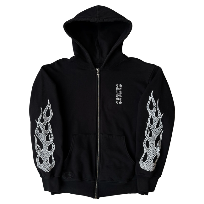 Chrome Hearts Flames Thermal Zip Up Hoodie