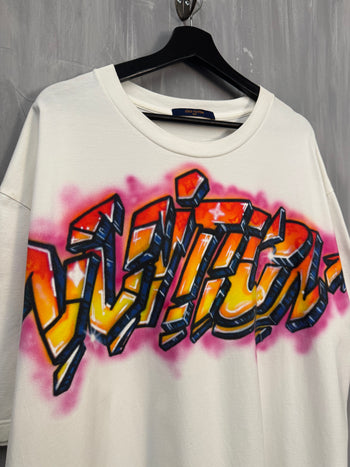 Louis Vuitton Graphite Logo Print Tee White
