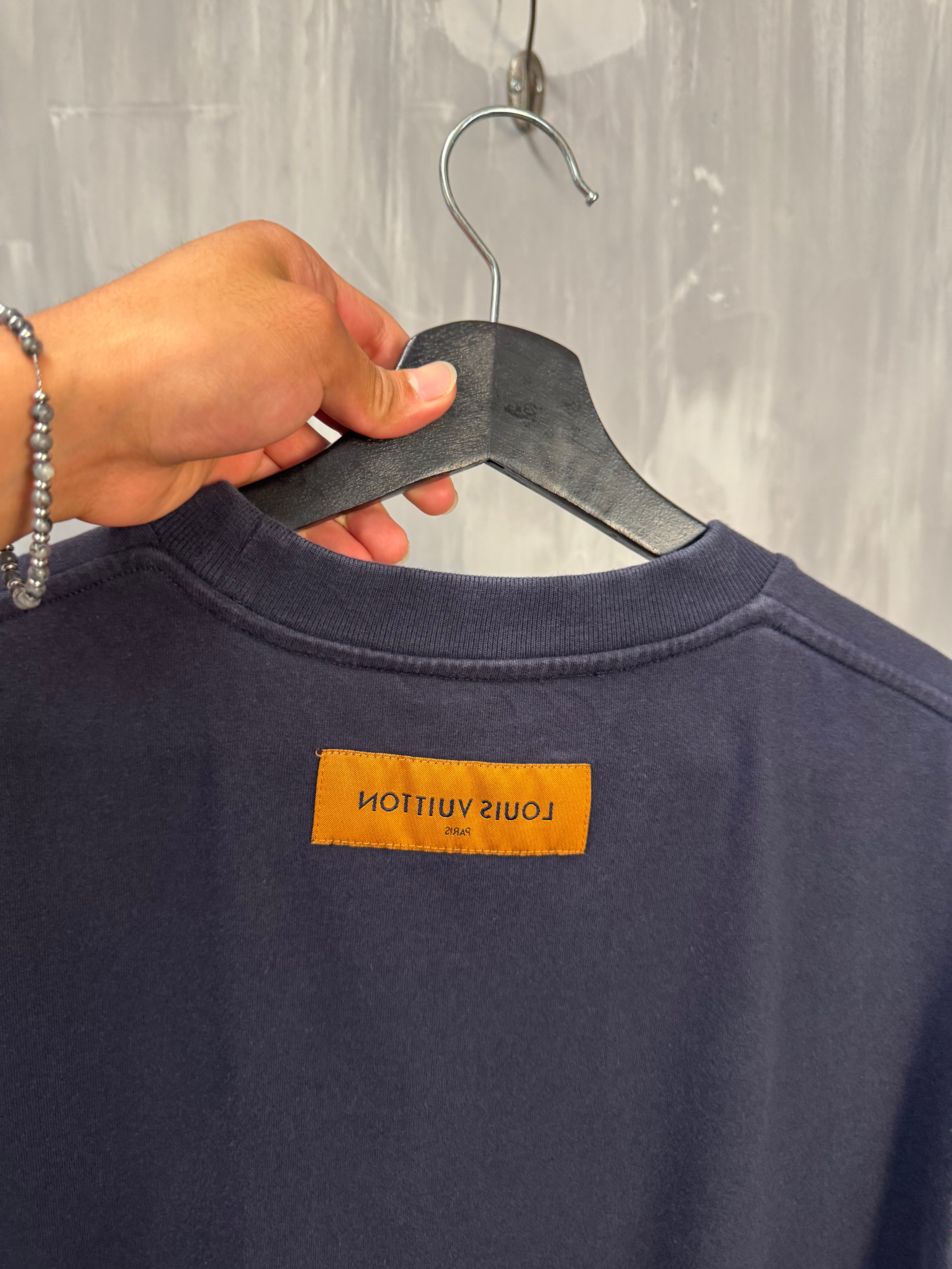 Louis Vuitton Flower Embroidered Tee Navy