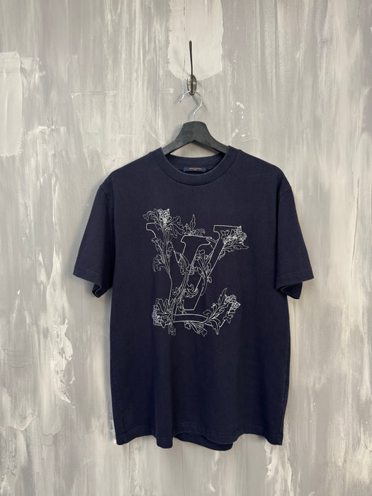Louis Vuitton Flower Embroidered Tee Navy | Vitnage Clothing Store Canada