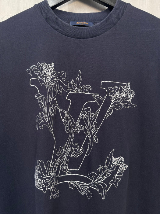 Louis Vuitton Flower Embroidered Tee Navy | Vitnage Clothing Store Canada