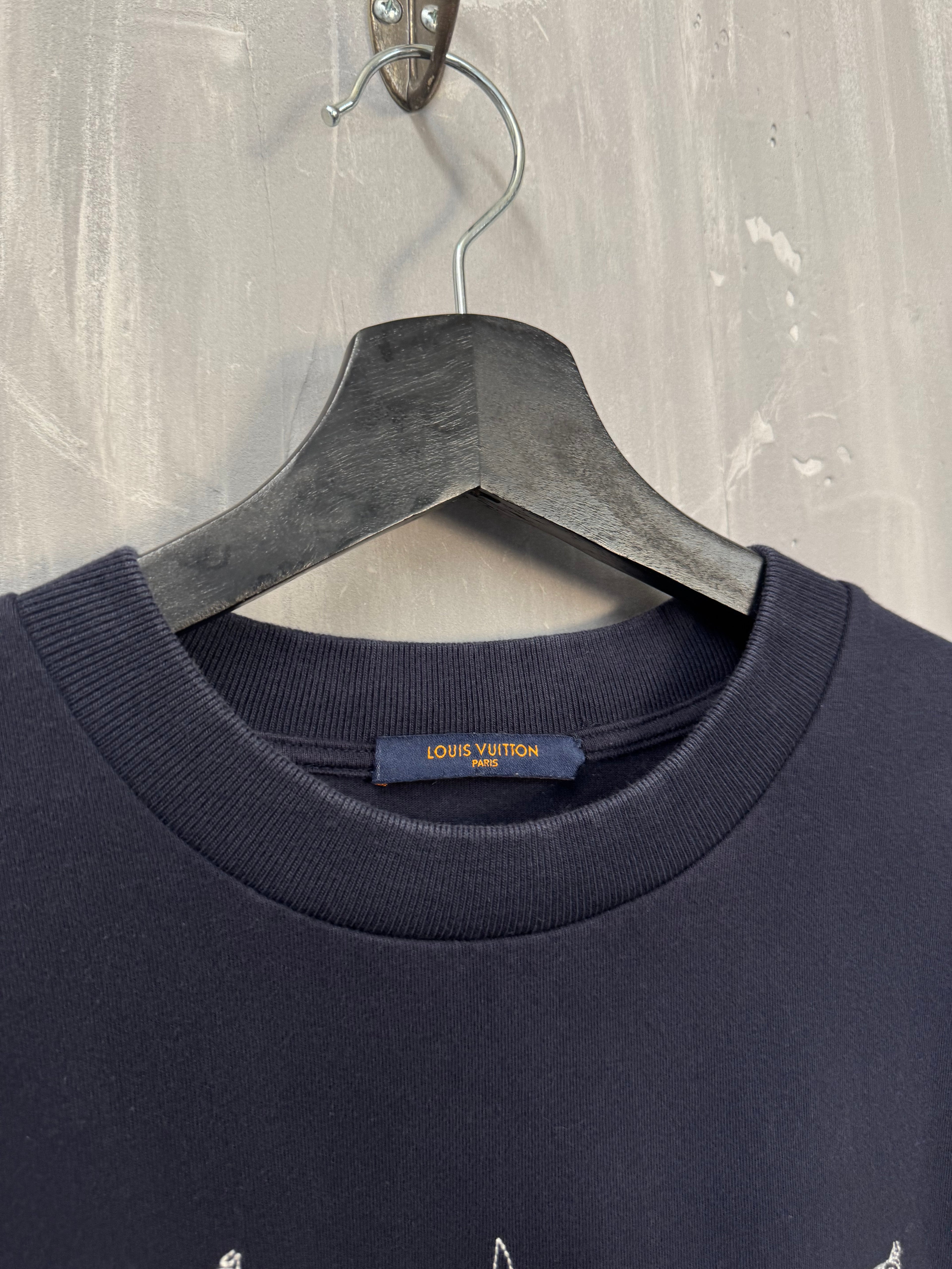 Louis Vuitton Flower Embroidered Tee Navy