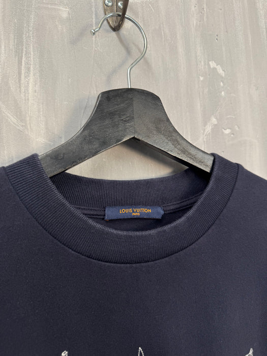 Louis Vuitton Flower Embroidered Tee Navy | Vitnage Clothing Store Canada