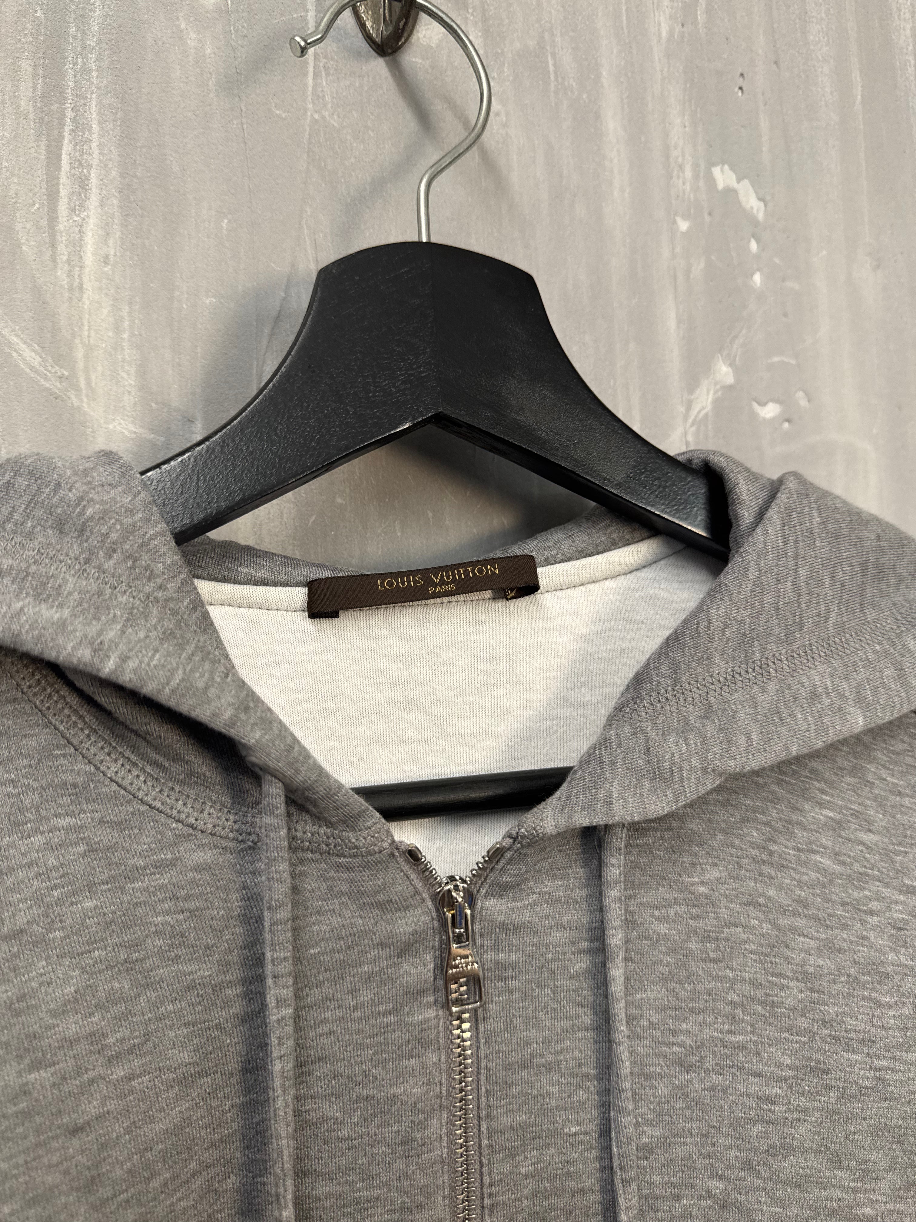 Louis Vuitton Embossed Logo Zip Up Hoodie Grey
